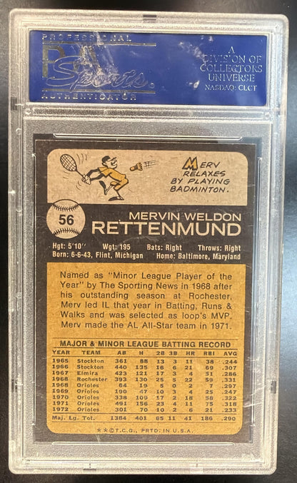 1973 Topps Merv Rettenmund #56 Orioles PSA 9