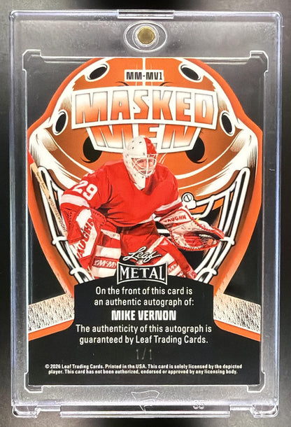 2026 Leaf Metal Mike Vernon #MM-MV1 Masked Men Auto Silver Circles Platinum Flood 1/1