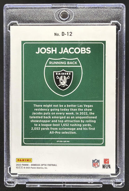 2023 Panini Donruss Optic Josh Jacobs #D-12 Downtown SSP