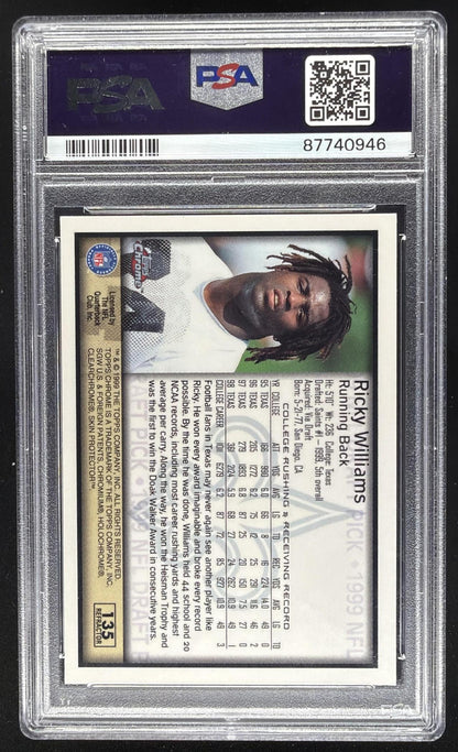 1999 Topps Chrome Ricky Williams #135 Refractor RC PSA 10
