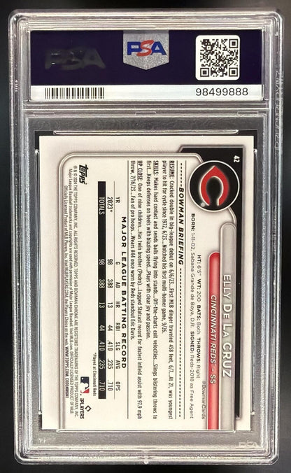 2024 Bowman Chrome Elly De La Cruz #42 Yellow /75 Refractor RC PSA 9