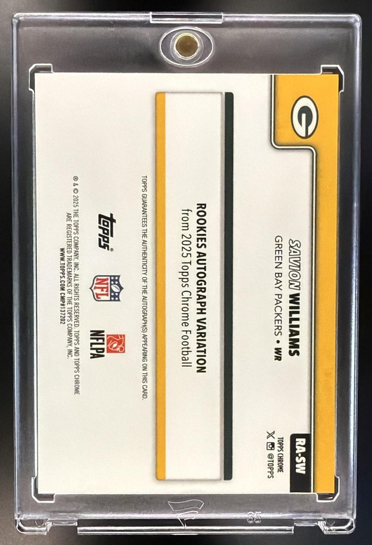 2025 Topps Chrome Savion Williams #RA-SW Auto White Refractor /30