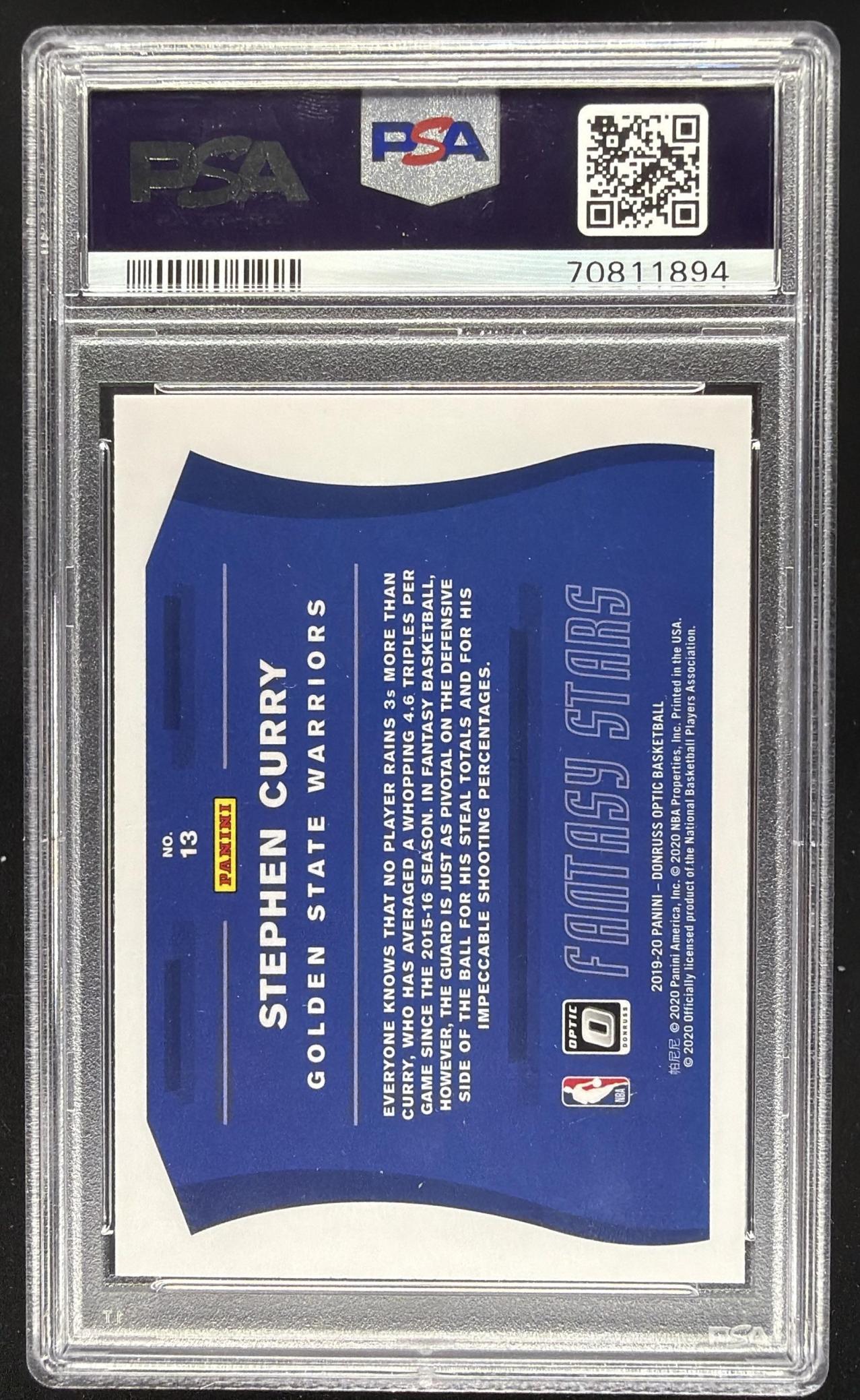 2019-20 Panini Donruss Optic Stephen Curry #13 Fantasy Stars PSA 10
