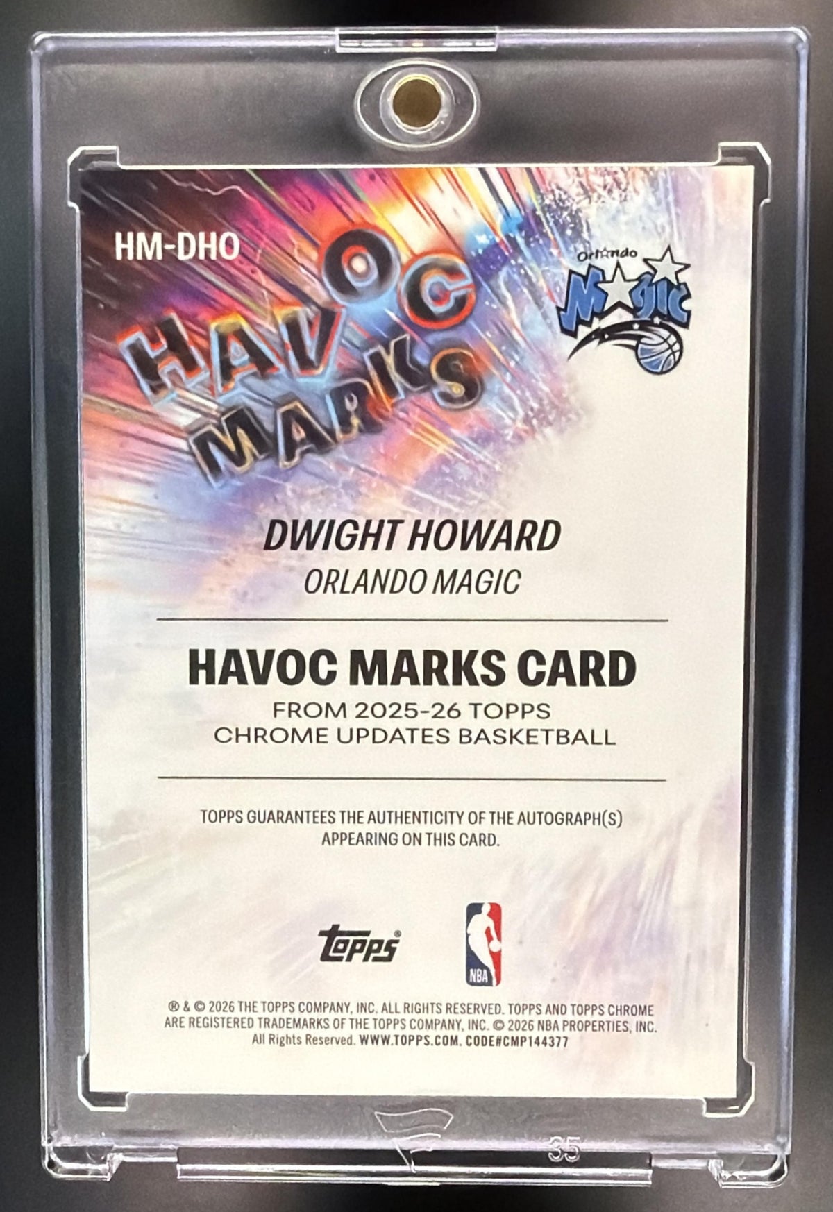 2025-26 Topps Chrome Update Dwight Howard #HM-DHO Havoc Marks Orange /25 Auto