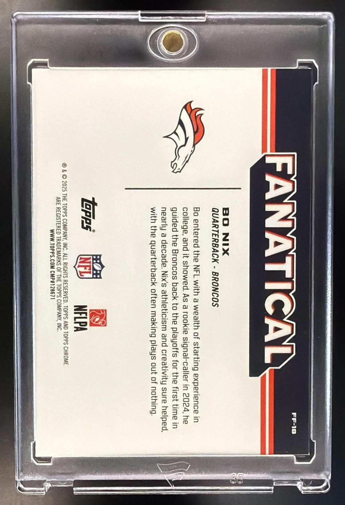 2025 Topps Chrome Bo Nix #FF-18 Fantical SP