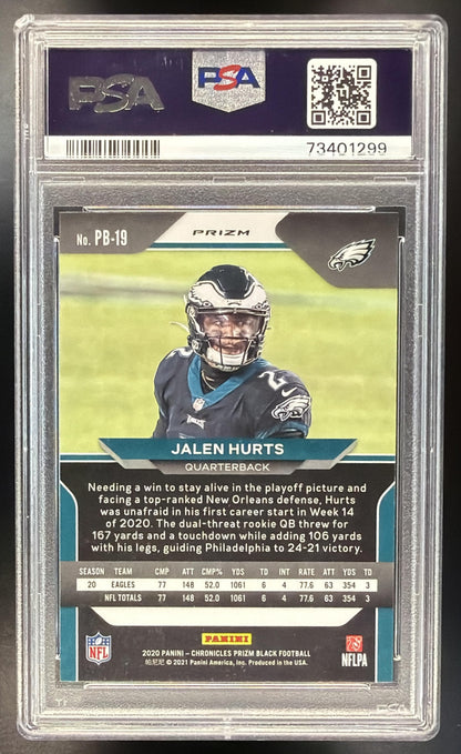2020 Panini Chronicles Jalen Hurts #PB-19 Prizm Black Silver RC PSA 10 Eagles