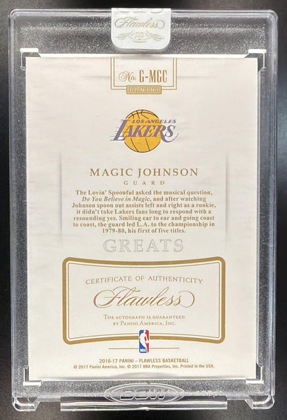 2016-17 Panini Flawless Magic Johnson #G-MGC Greats Ruby 14/15 Auto