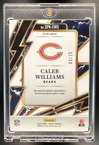 2025 Panini Select Caleb Williams #SPK-CWS Sparks Tie-Dye Prizm 3/25