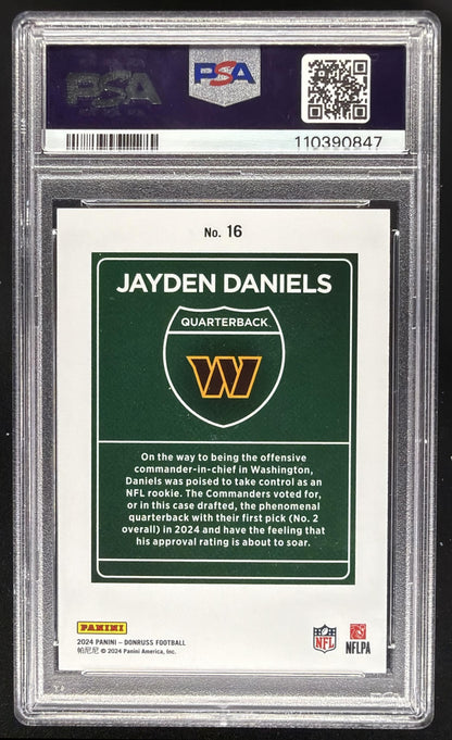 2024 Panini Donruss Jayden Daniels #16 Downtown SSP RC PSA 8