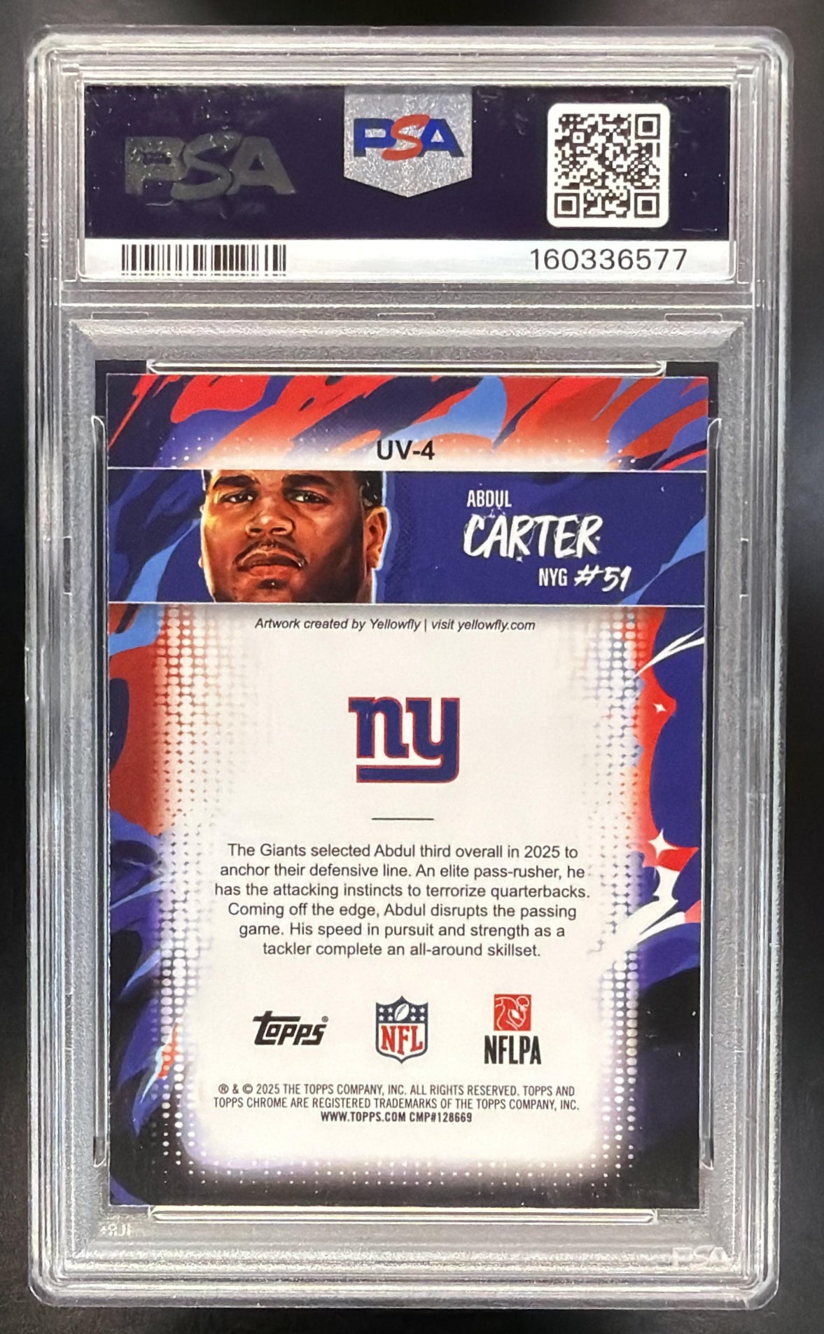 2025 Topps Chrome Abdul Carter #UV-4 Ultra Violet RC SSP PSA 10