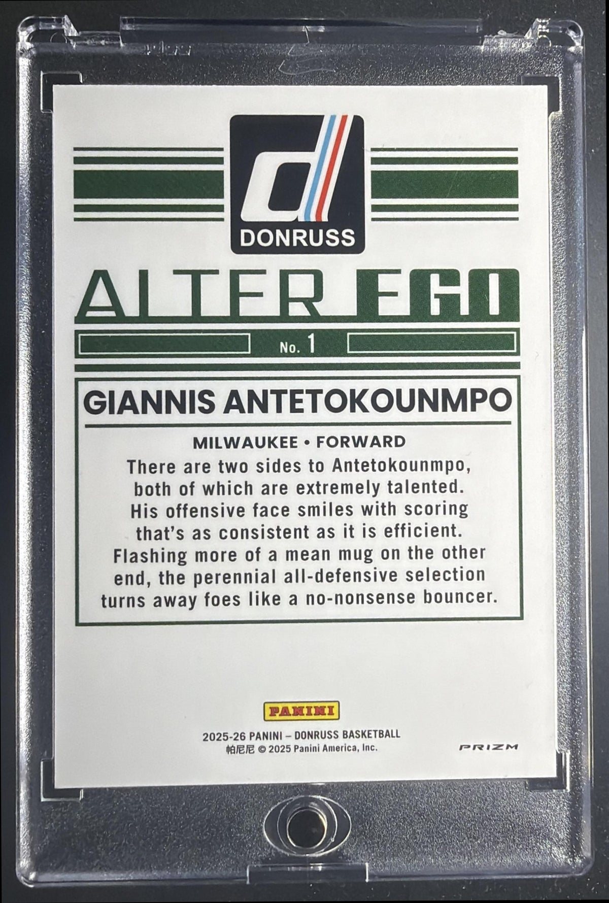 2025-26 Panini Donruss Giannis Antetokounmpo #1 Alter Ego