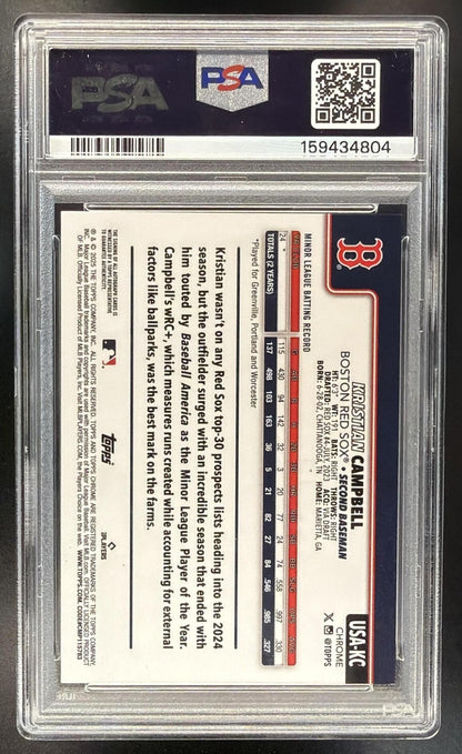 2025 Topps Chrome Update Sapphire Kristian Campbell #USA-KC Auto 183/199 RC PSA 8