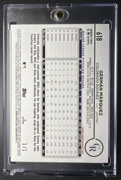 2024 Topps German Marquez #618 First Card 1/1