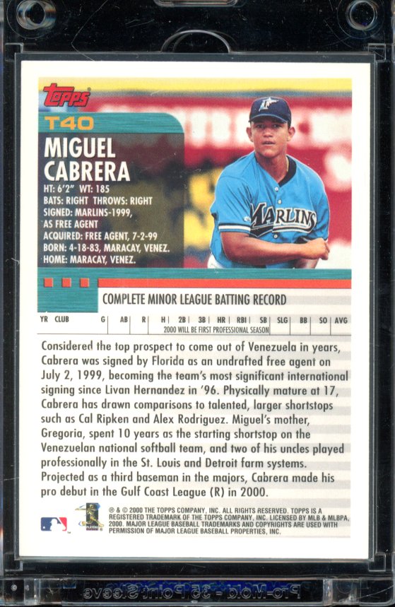 2000 Topps Traded Miguel Cabrera Rookie