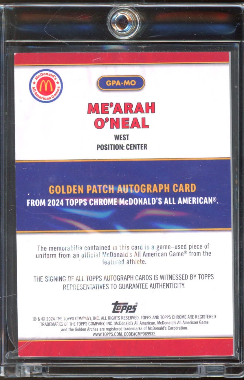 2024 Topps Mcdonalds Me'arah O'neal Patch Auto /25