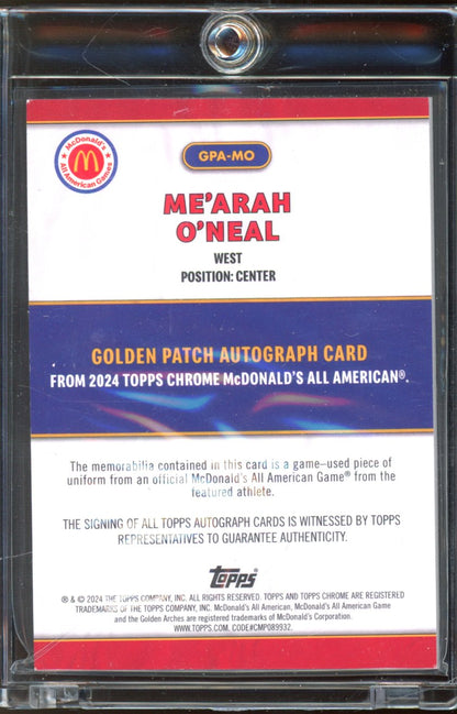 2024 Topps Mcdonalds Me'arah O'neal Patch Auto /25