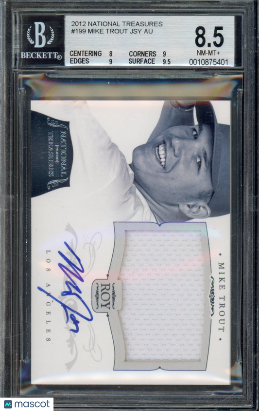 2012 National Treasures Mike Trout Rookie Patch Auto /99 BGS 8.5