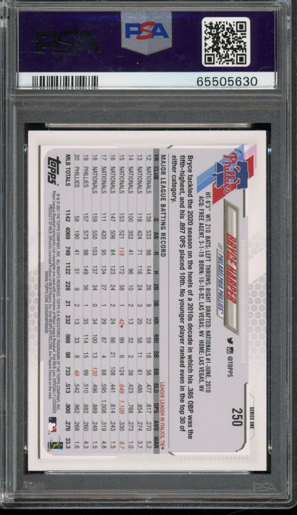 2021 Topps Bryce Harper SP #250 PSA 10