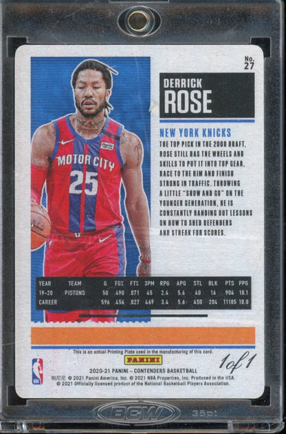 2020-21 Contenders Derrick Rose Printing Plate 1/1