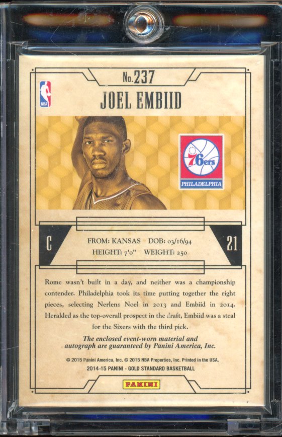 2014-15 Gold Standard Joel Embiid Rookie Patch Auto /149