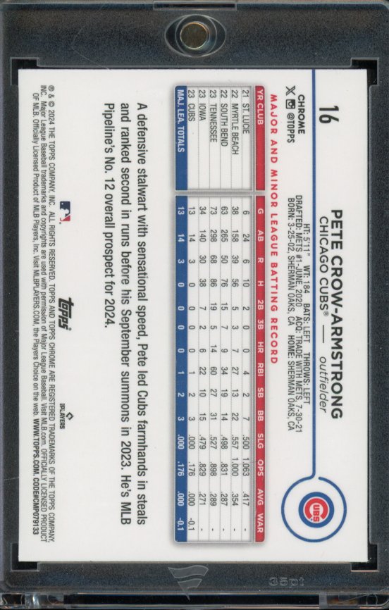 2024 Topps Chrome Logofractor Pete Crow-Armstrong Orange Rookie /25