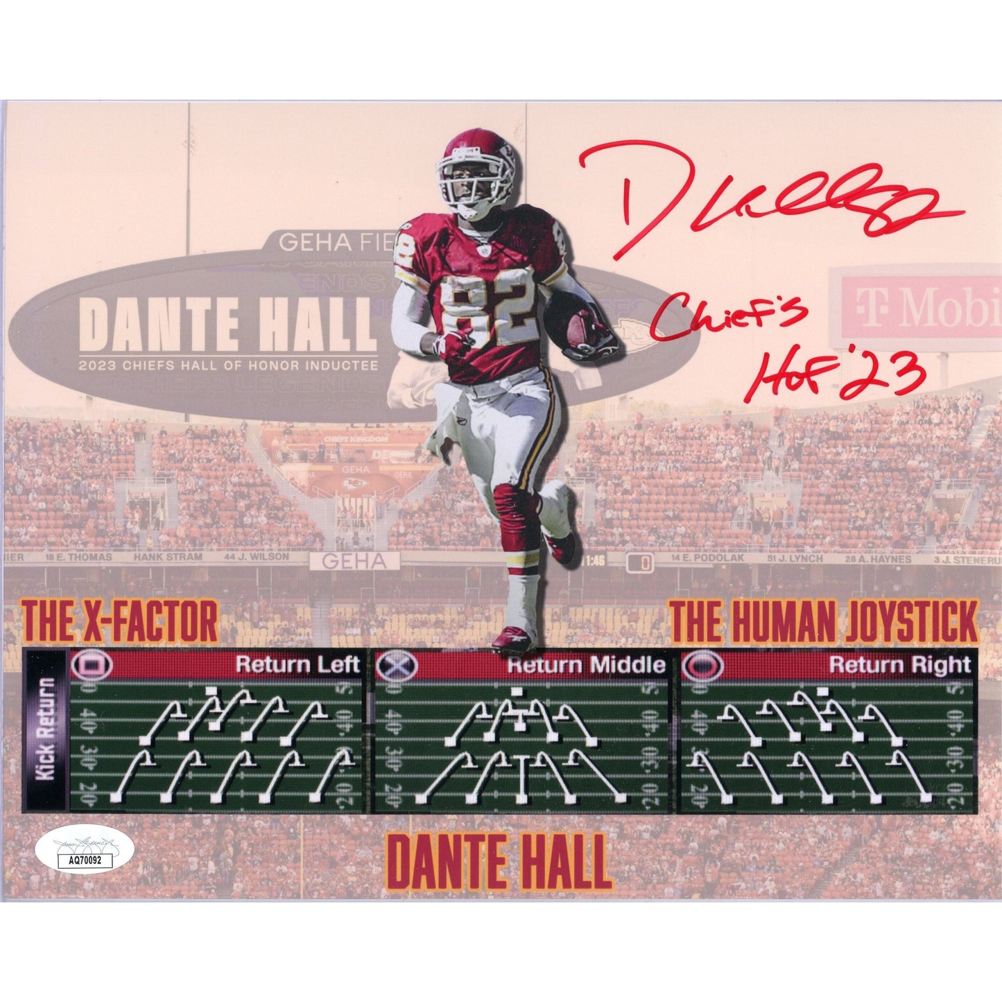 Dante Hall Autographed KC Chiefs 8x10 "Chiefs HOF '23" Inscription Red Ink JSA COA