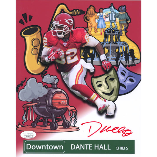 Dante Hall Autographed KC Chiefs 8x10 Downtown Red Ink JSA COA