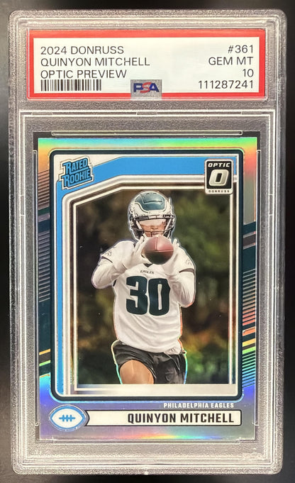 2024 Panini Donruss Quinyon Mitchell #361 No Name Rated Rookie PSA 10