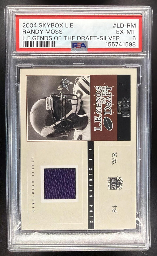 2004 Skybox LE Randy Moss #LD-RM LEgends of the Draft Jerseys Silver 31/98 PSA 6