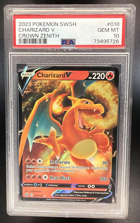 2023 Pokemon Crown Zenith Charizard V 018/159 PSA 10