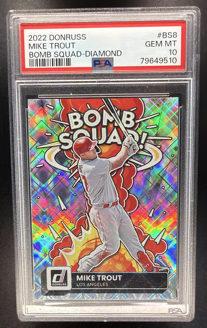 2022 Panini Donruss Mike Trout #BS-8 Bomb Squad Diamond PSA 10