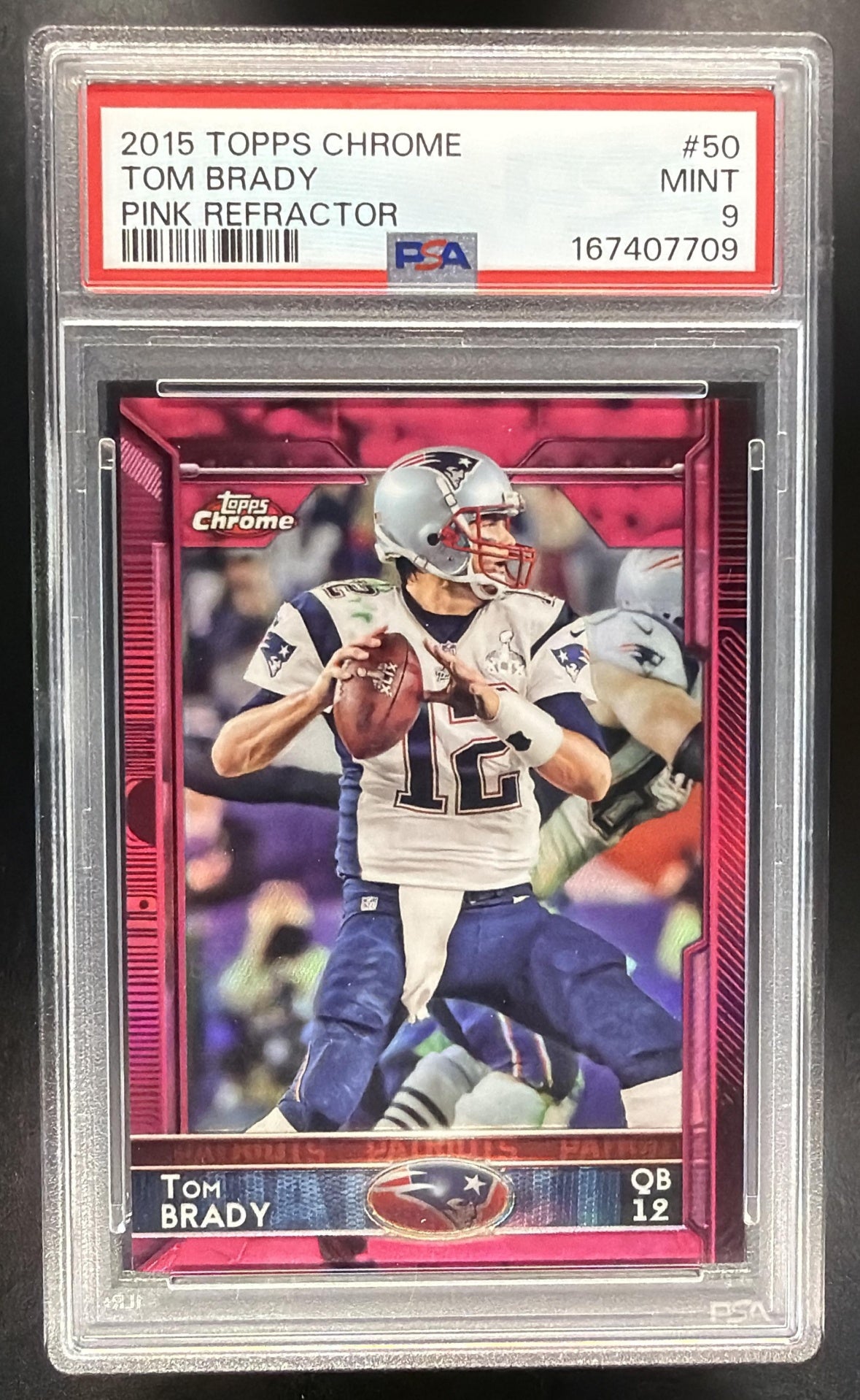 2015 Topps Chrome Tom Brady #50 Pink Refractor 248/399 PSA 9