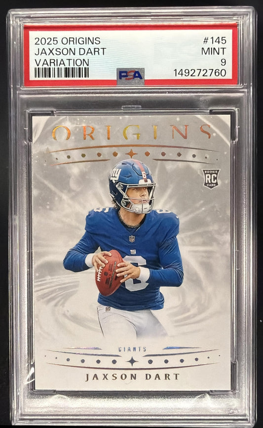 2025 Panini Origins Jaxson Dart #145 Rookie Printing Plate Cyan 1/1 RC PSA 9