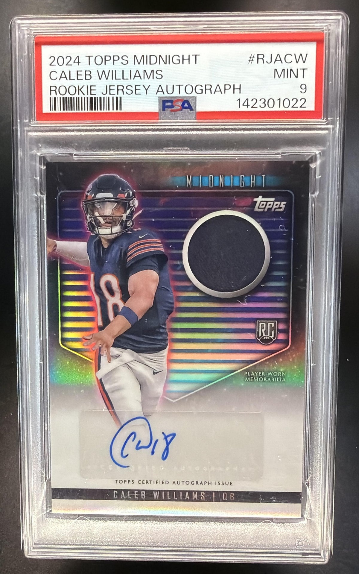 2024 Topps Midnight Caleb Williams #RJA-CW Rookie Patch Auto RC PSA 9