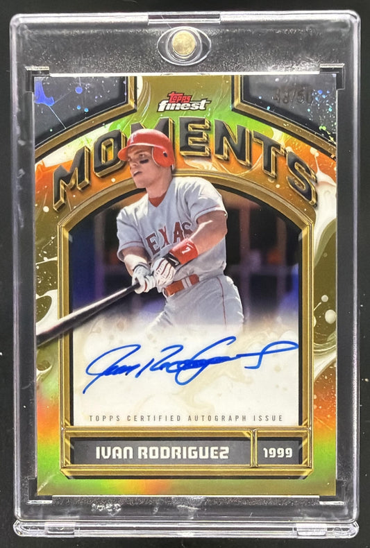 2026 Topps Finest Ivan Rodriguez #FMA-IR Moments Auto Gold Refractor 33/50