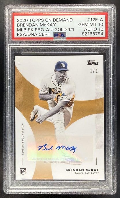 2020 Topps On-Demand Rookie Progression Brendan McKay #12F-A Auto Gold 1/1 PSA 10