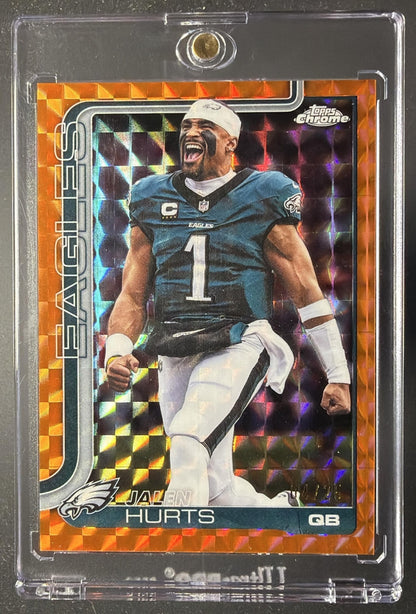 2025 Topps Chrome Jalen Hurts #247 Image Variation Orange Geometric Refractor /25 SP