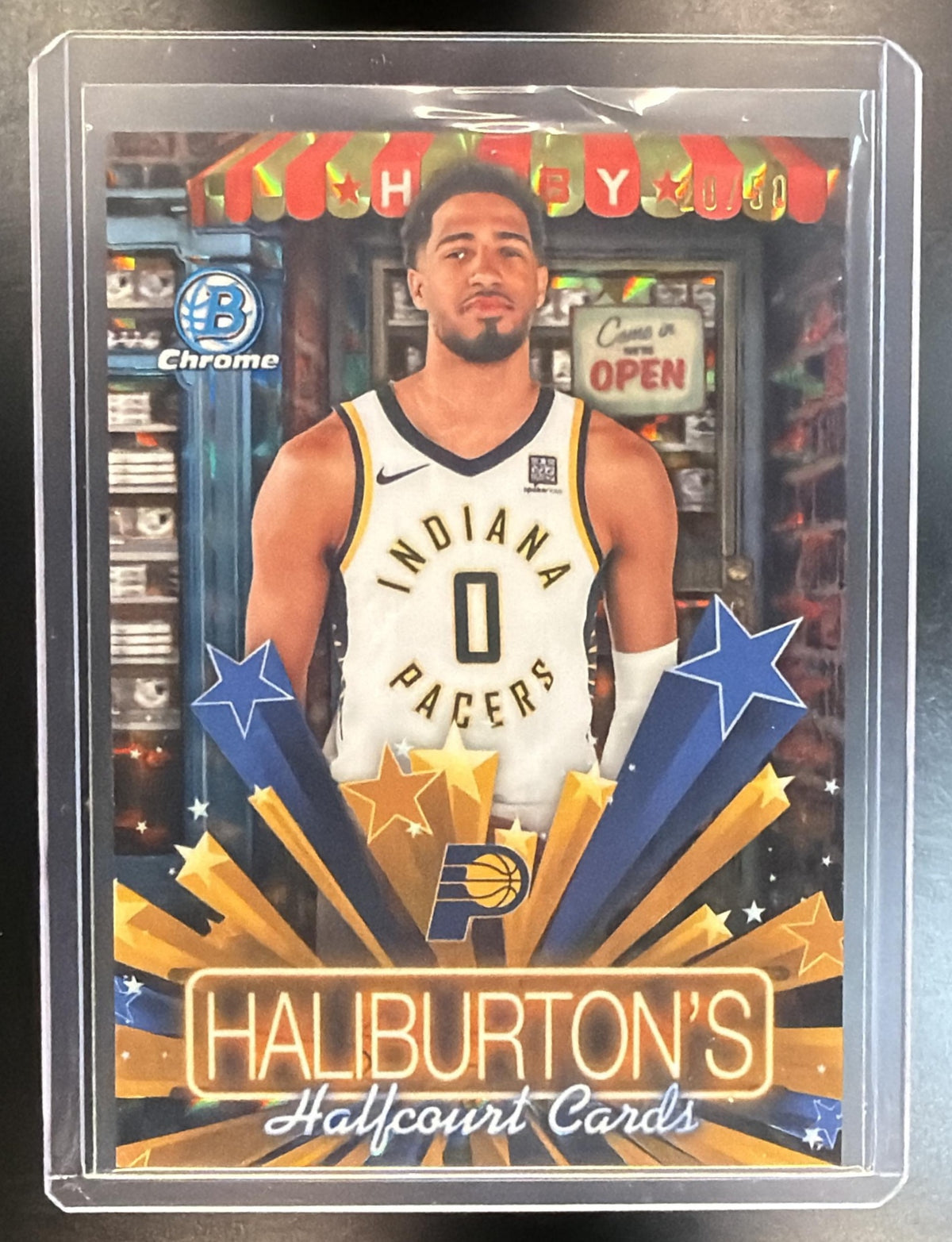 2025-26 Bowman Chrome NBA Tyrese Haliburton #HS-6 Hobby Stars Gold Geometric 20/50