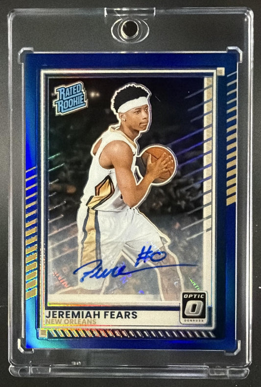 2025-26 Panini Donruss Jeremiah Fears #3 Auto Blue 16/49 RC
