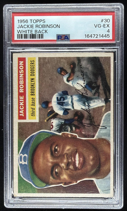 1956 Topps Jackie Robinson White Back #30 PSA 4