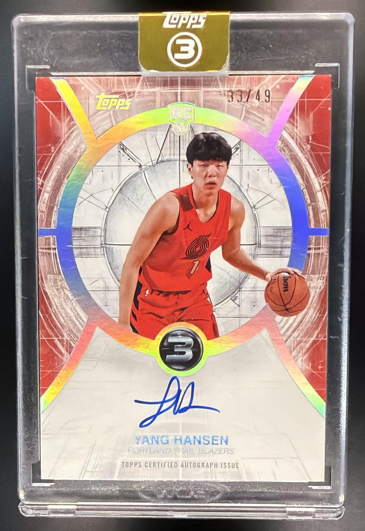 2025-26 Topps Three Yang Hansen #RA-YH Rookie Auto 33/49 RC