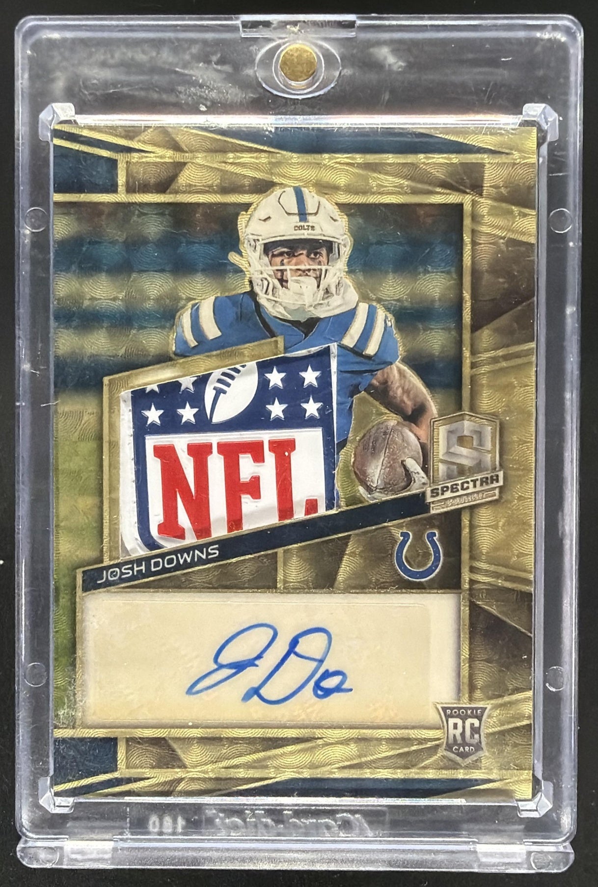 2023 Panini Spectra Josh Downs #221 Rookie Patch Auto 1/1 Gold Vinyl Shield