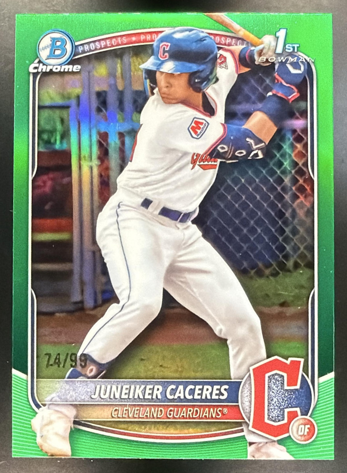 2025 Bowman Chrome Juneiker Caceres #BCP-231 Green Refractor 74/99 1st Prospect