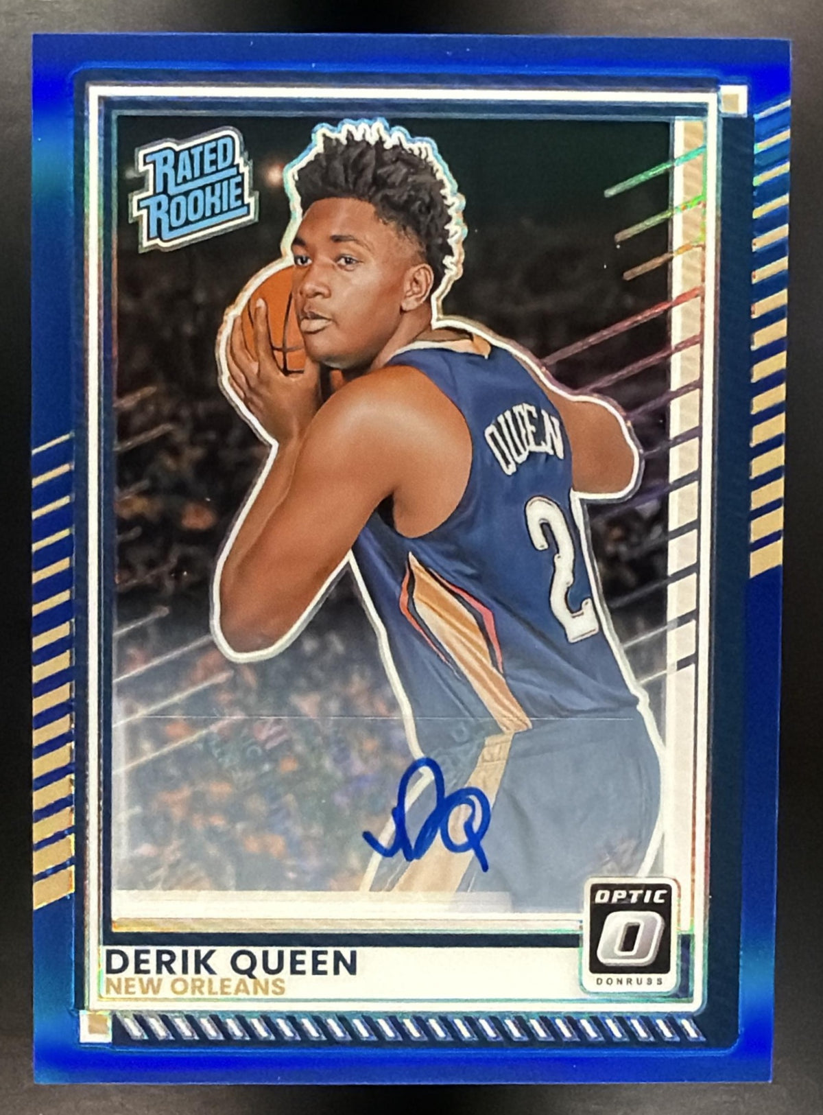 2025-26 Panini Donruss Derik Queen #7 Optic Auto Blue 25/49 RC