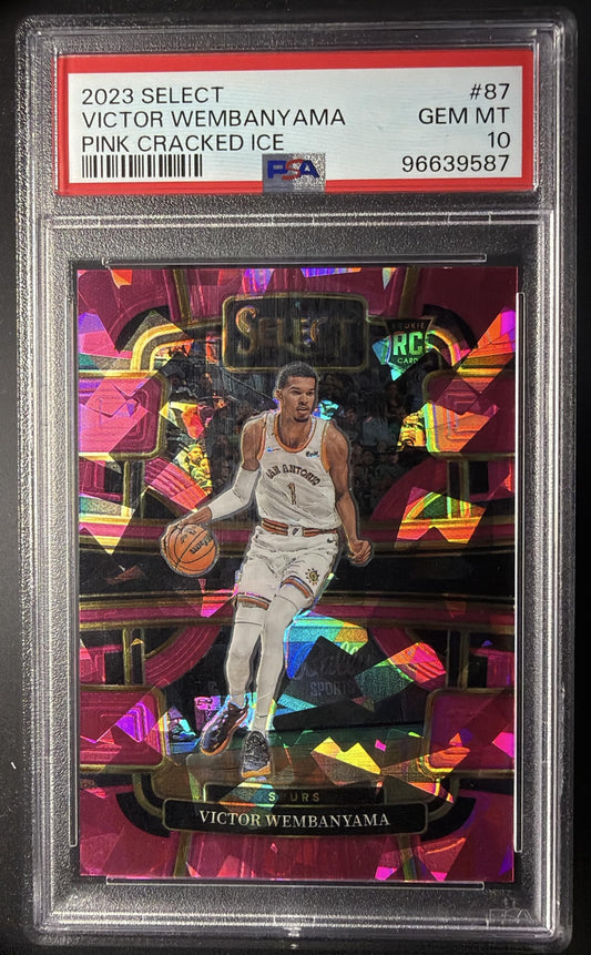 2023 Panini Select Victor Wembanyama #87 Pink Cracked Ice Prizm /99 RC Concourse PSA 10