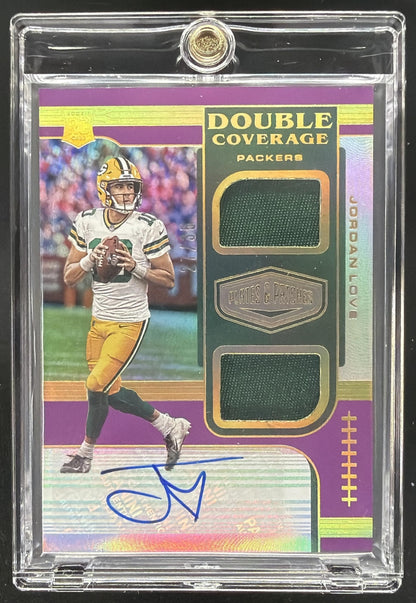 2020 Panini Plates & Patches Jordan Love #DC-JL Double Coverage Rookie Patch Auto Purple /35