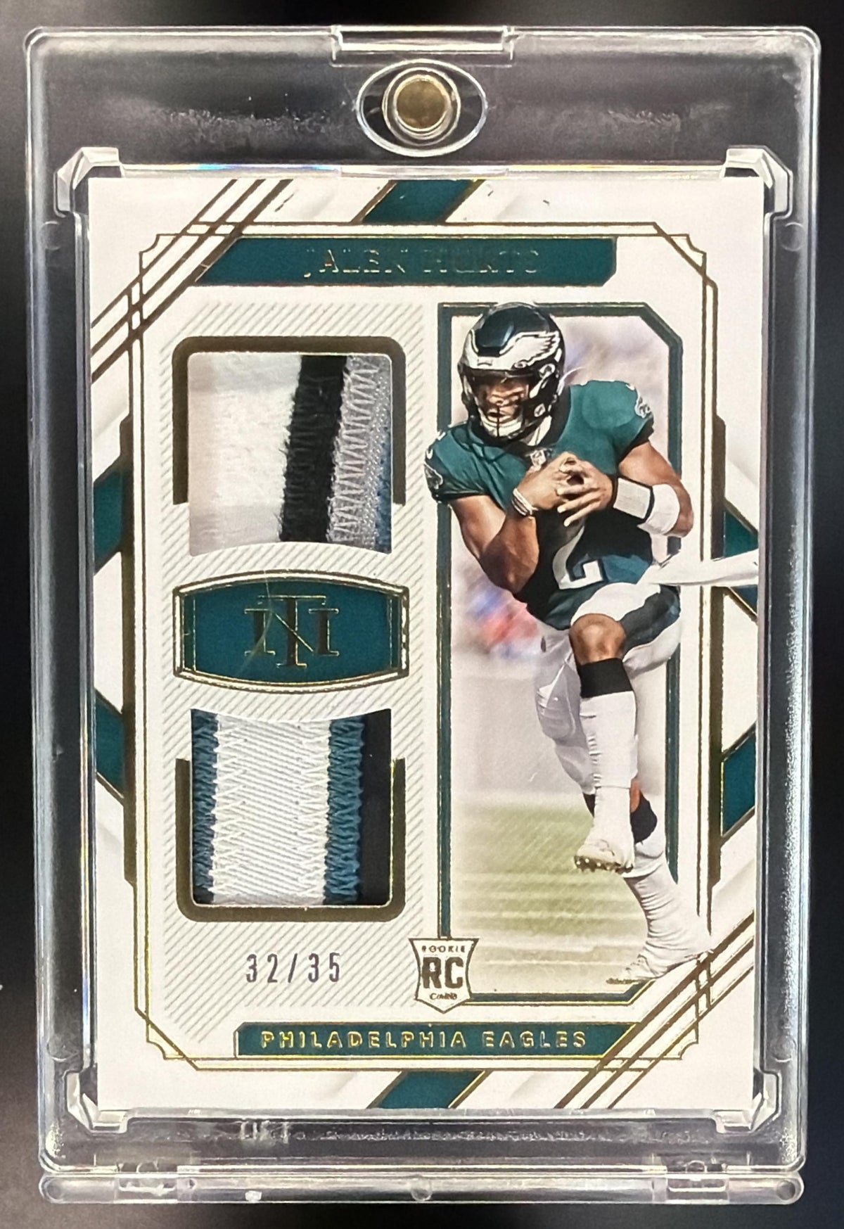 2020 Panini National Treasures Jalen Hurts #RDM-JAH Rookie Patch /35