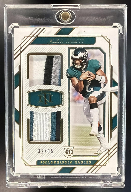2020 Panini National Treasures Jalen Hurts #RDM-JAH Rookie Patch /35