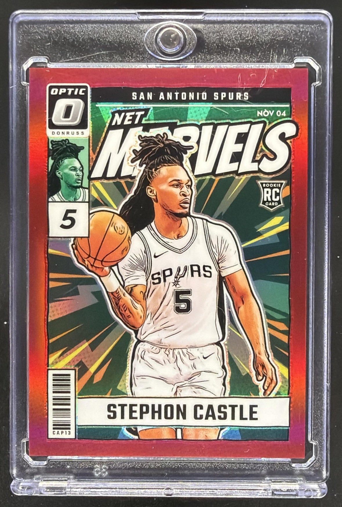 2024-25 Panini Donruss Optic Stephon Castle #12 Net Marvels Red 94/99 RC