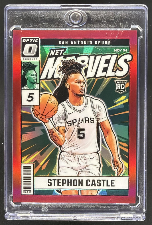 2024-25 Panini Donruss Optic Stephon Castle #12 Net Marvels Red 94/99 RC